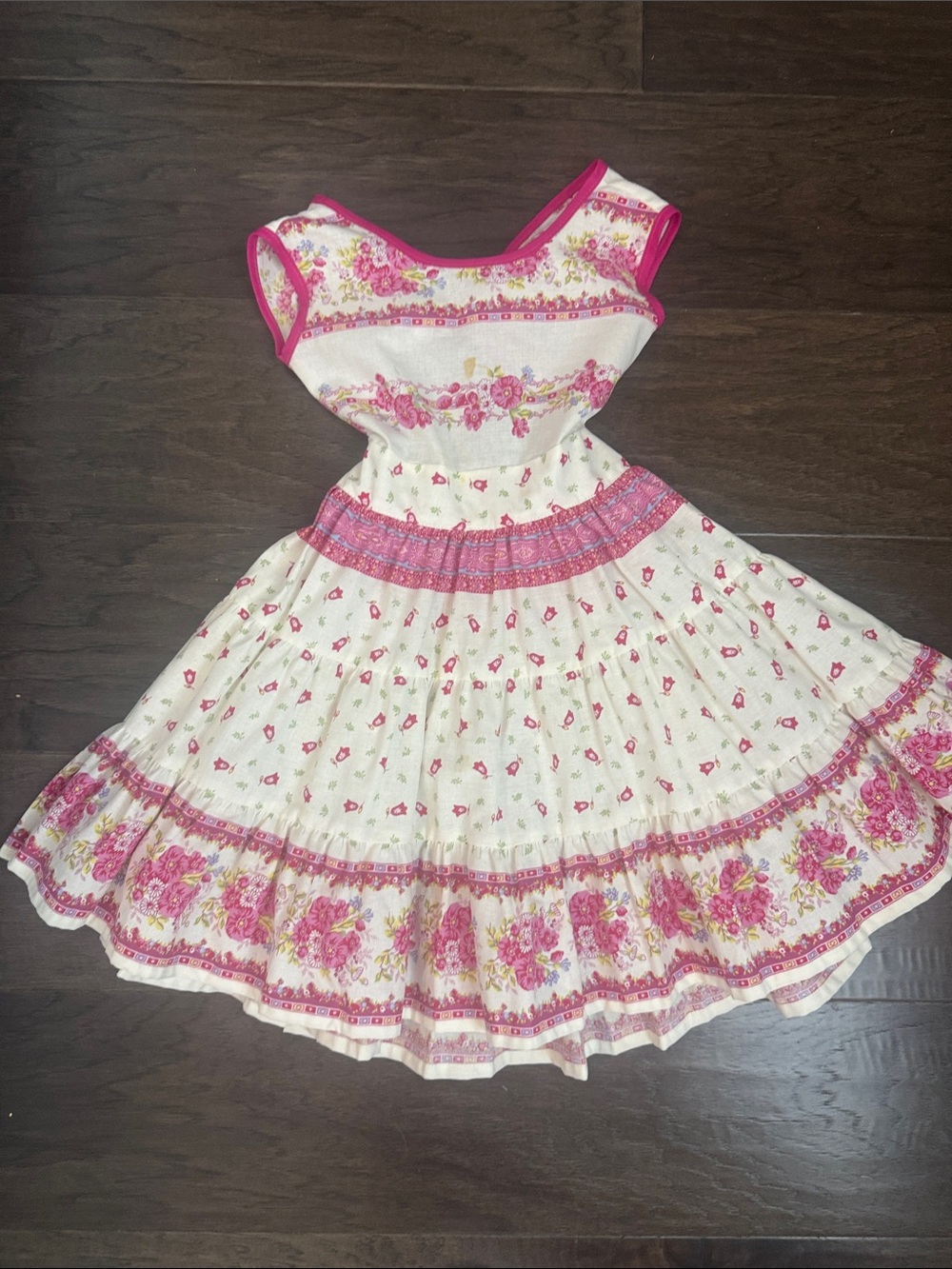 Disney Cream Dress with Pink Floral Border